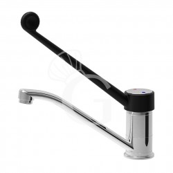 Rubinetto miscelatore monoforo monocomando bocca in tubo girevole con leva in plastica - L 230 mm