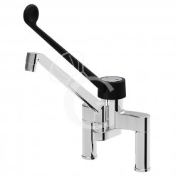 Rubinetto miscelatore biforo monocomando con boccafusa snodabile L 250 mm x H 290 mm