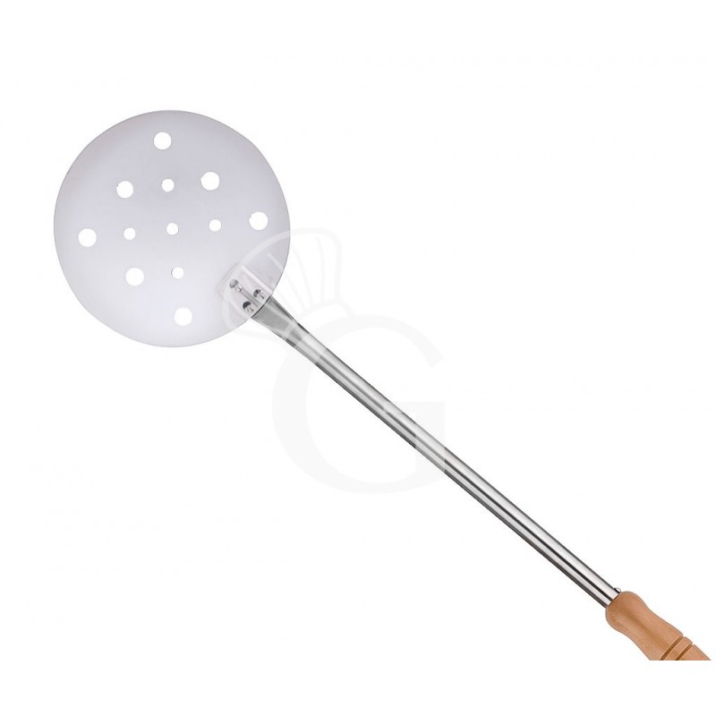 Pala per Pizza per cuocere forata in acciaio inox diametro 200 mm x H 1700 mm