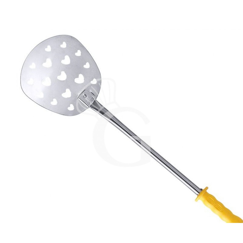 Pala per Pizza per cuocere forata Cuore in acciaio inox diametro 260 mm x H 1700 mm