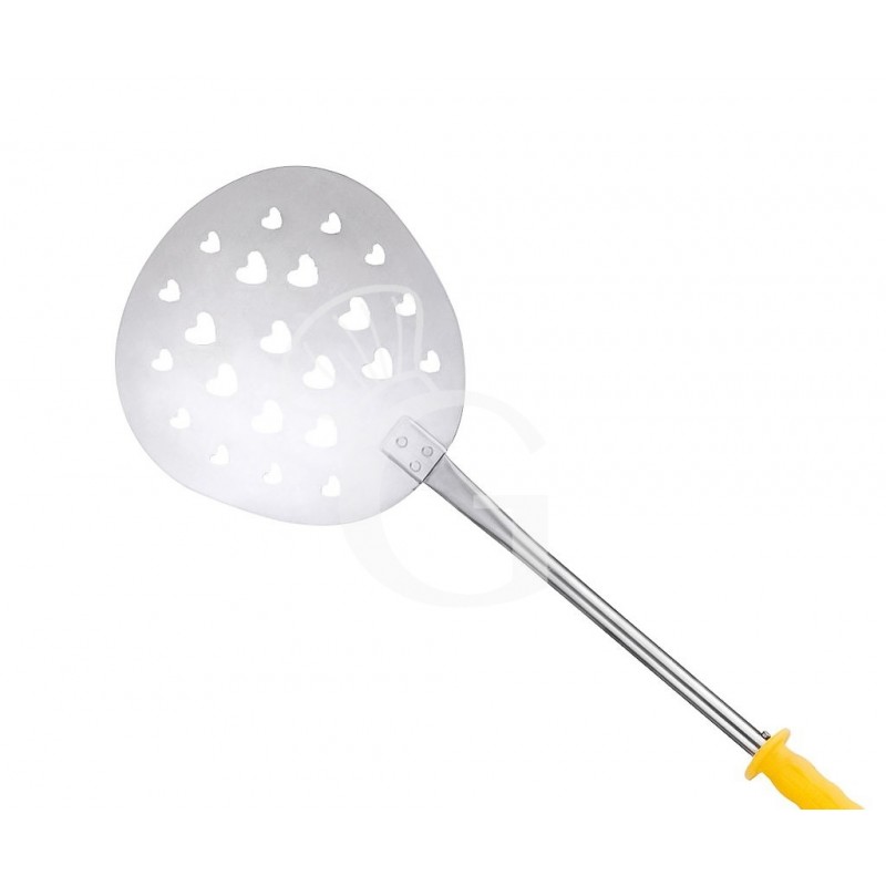 Pala per Pizza per cuocere forata Cuore in acciaio inox Ø 200 mm H 1700 mm  - mod. 88/20 | Gastrodomus
