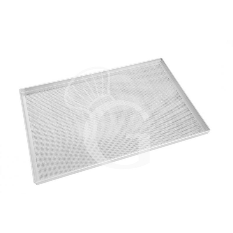 Teglia in alluminio microforata con misure L 600 mm x P 400 mm x H 20 mm