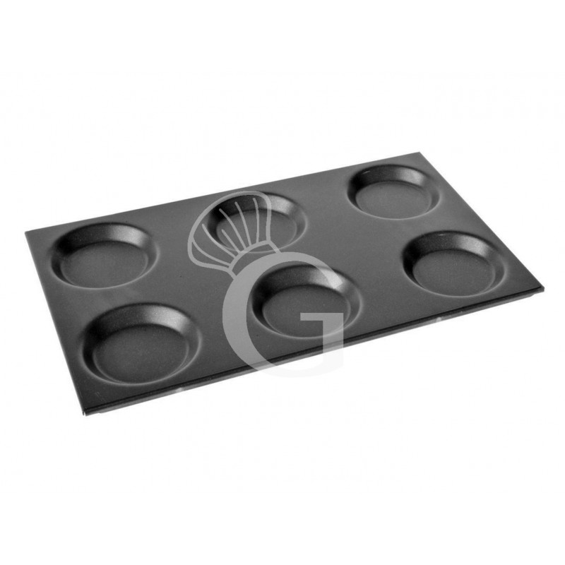 Teglia Rettangolare antiaderente in alluminio GN1/1 L 530 mm x P 325 mm per frittatine diametro 120 mm
