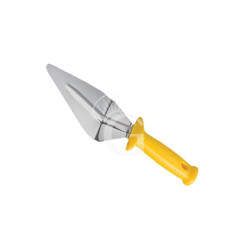Paletta triangolare per pizza in inox con lama di dimensioni 90 mm x 120 mm