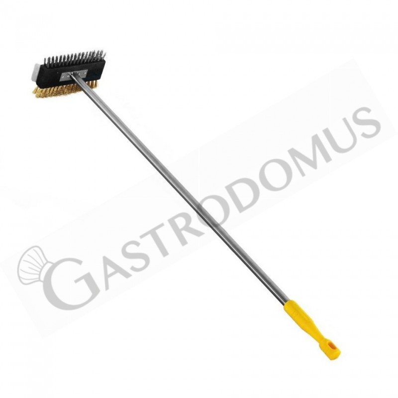 Spazzolone doppio in inox-ottone per griglie e piastre cottura con dimensioni 22x12x110h cm Spazzolone doppio in inox-ottone per griglie e piastre cottura con dimensioni 22x12x110h cm