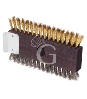 Ricambio spazzola doppia inox-ottone - L 21 cm x P 10 cm con raschietto in alluminio