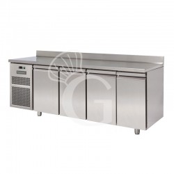 Tavolo refrigerato motore a sinistra 4 porte con alzatina Prof. 600 mm temperatura 0°C/+10°C