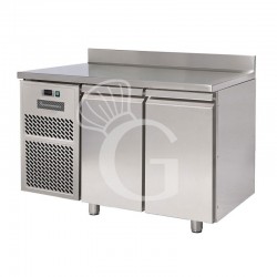 Tavolo frigo con 2 porte con alzatina Prof. 800 mm 0°C/+10°C motore a sinistra