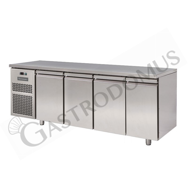 Tavolo frigo 4 porte Prof. 800 mm temperatura 0°C/+10°C motore a sinistra