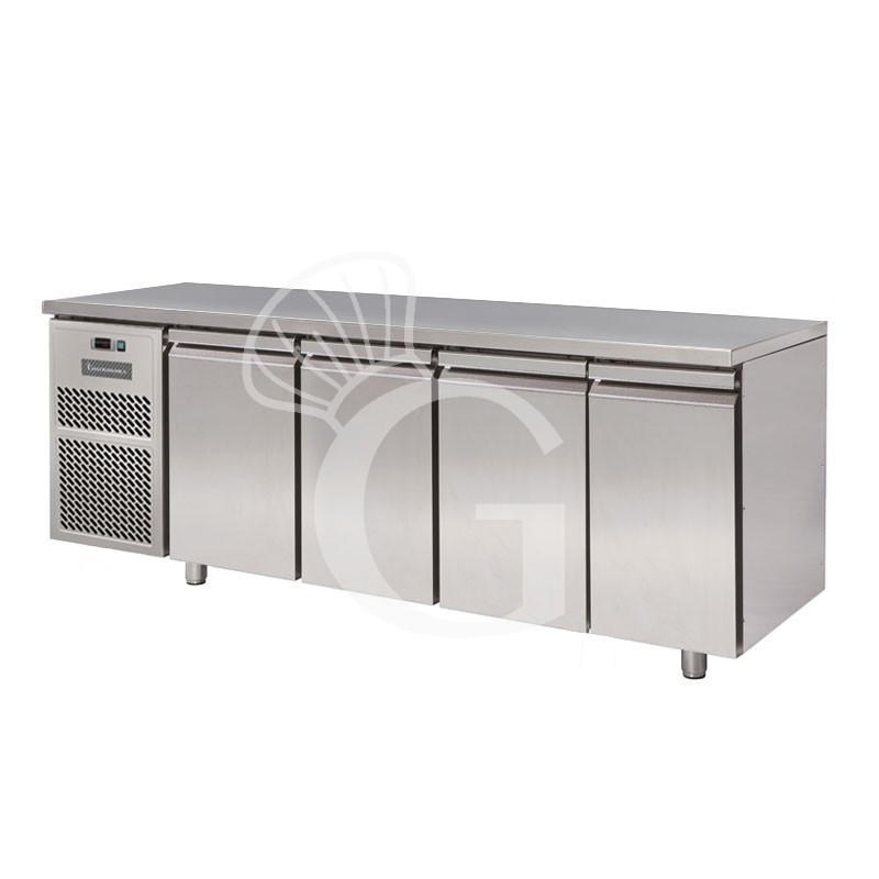 Tavolo frigo 4 porte Prof. 800 mm temperatura 0°C/+10°C motore a sinistra