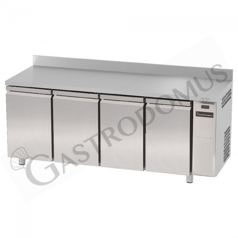Tavolo frigo 4 porte con alzatina Prof. 700 mm - temperatura 0°C/+10°C - motore remoto