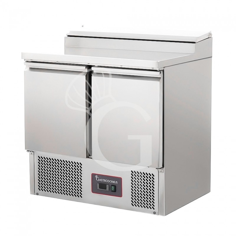 Saladette inox per 5 bacinelle GN1/6 con 2 porte e coperchio in acciaio inox