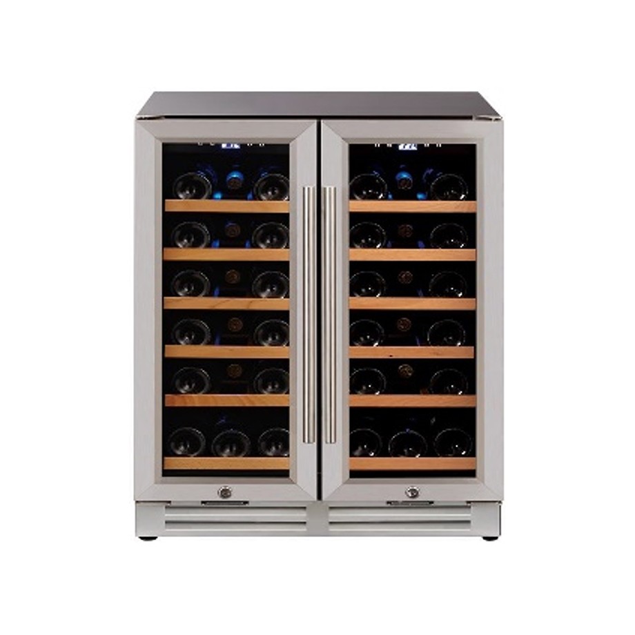 Cantina Vino da incasso Ventilata doppia temperatura porta inox 120 LT 12 ripiani 36 bottiglie +5°C/+22°C