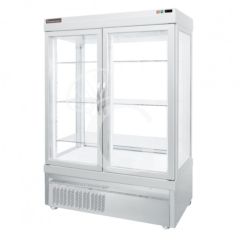 Espositore Refrigerato Pasticceria Ventilato 880 LT -5°C/+10°C 4 lati vetro 2 porte