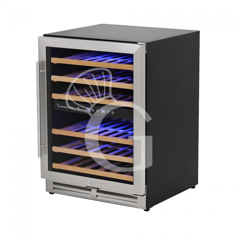 Cantina Vino da incasso Ventilata doppia temperatura porta inox 150 LT 6 ripiani 46 bottiglie +5°C/+22°C
