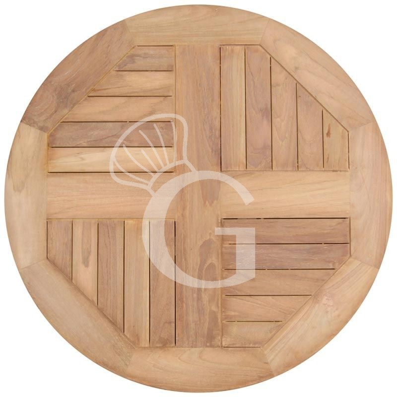 Piano rotondo in teak per esterno, diametro 600 mm