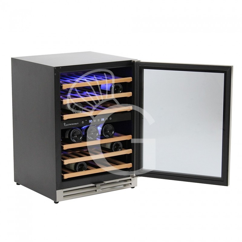 Cantina Vino Ventilata doppia temperatura porta inox 150 LT 6 ripiani 46 bottiglie +5°C/+22°C