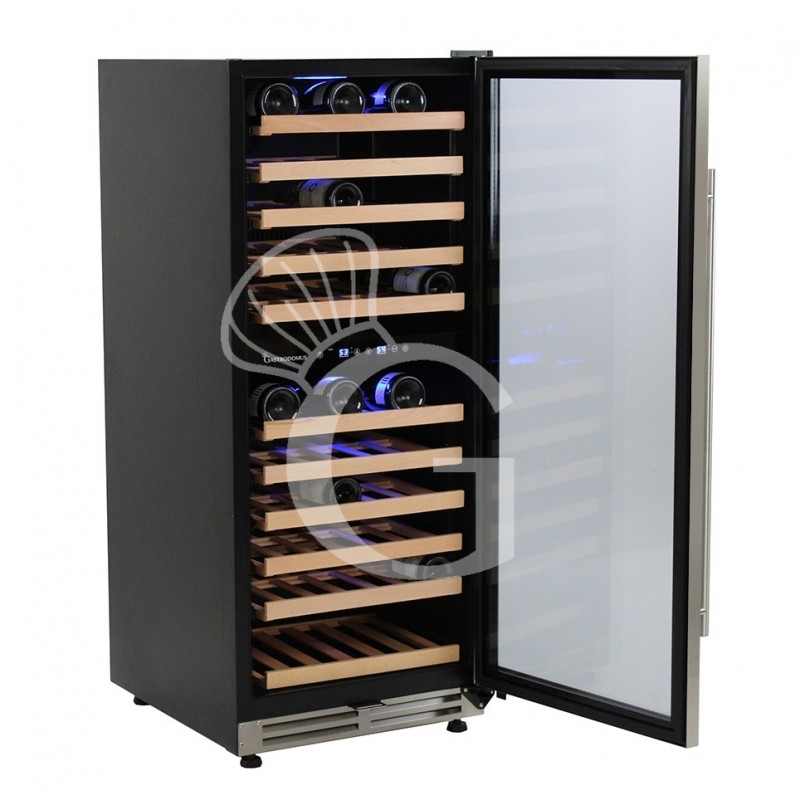 Cantina Vino Ventilata doppia temperatura porta inox 280 LT 11 ripiani 121 bottiglie +5°C/+22°C