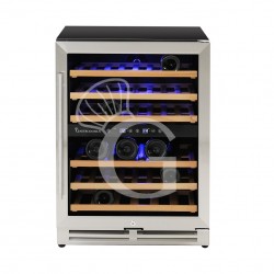 Cantina Vino da incasso Ventilata doppia temperatura porta inox 150 LT 6 ripiani 46 bottiglie +5°C/+22°C