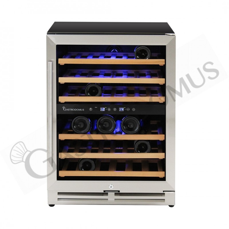 Cantina Vino da incasso Ventilata doppia temperatura porta inox 150 LT 6 ripiani 46 bottiglie +5°C/+22°C Cantina Vino da incasso Ventilata doppia temperatura porta inox 150 LT 6 ripiani 46 bottiglie +5°C/+22°C