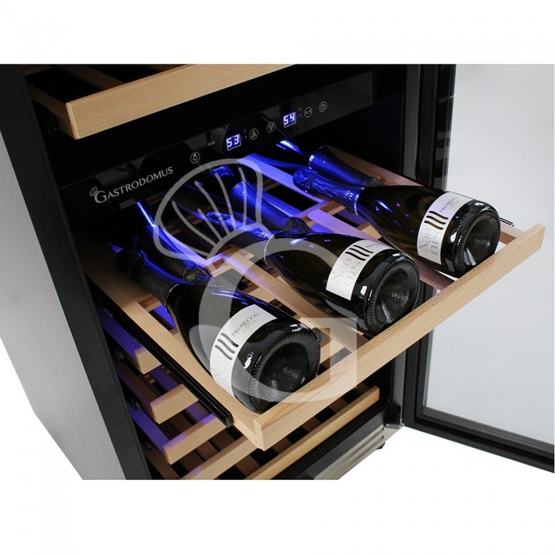 Cantina Vino Ventilata doppia temperatura porta inox 280 LT 11 ripiani 121 bottiglie +5°C/+22°C