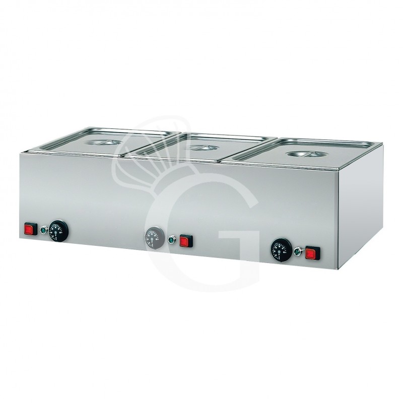 Bagnomaria 3 bacinelle GN1/1 L 990 mm x P 540 mm x H 220 mm 1000 W + 1000 W + 1000 W Bagnomaria 3 bacinelle GN1/1 L 990 mm x P 540 mm x H 220 mm 1000 W + 1000 W + 1000 W
