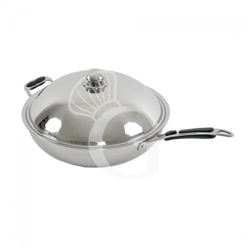 Padella per wok diametro 360 m x H 100 mm dotata di coperchio