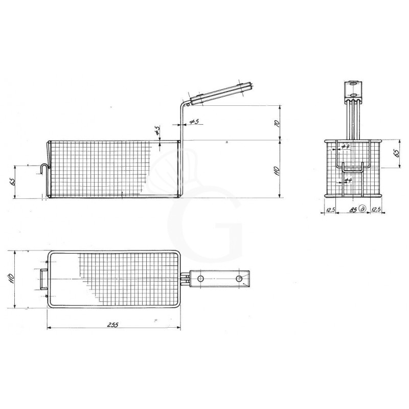 Cestello da 1/2 per friggitrice gas/elettrica - L 110 mm x P 255 mm x H 110 mm