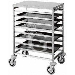 Carrello inox portateglie per 8 teglie 600 x 400 mm - L 520 mm x P 720 mm x H 940 mm