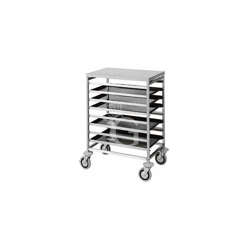 Carrello inox portateglie per 8 teglie 600 x 400 mm - L 520 mm x P 720 mm x H 940 mm