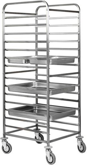 Carrello portateglie per 14 teglie GN2/1 o 28 GN1/1 - L 660 mm x P 720 mm x H 1820 mm