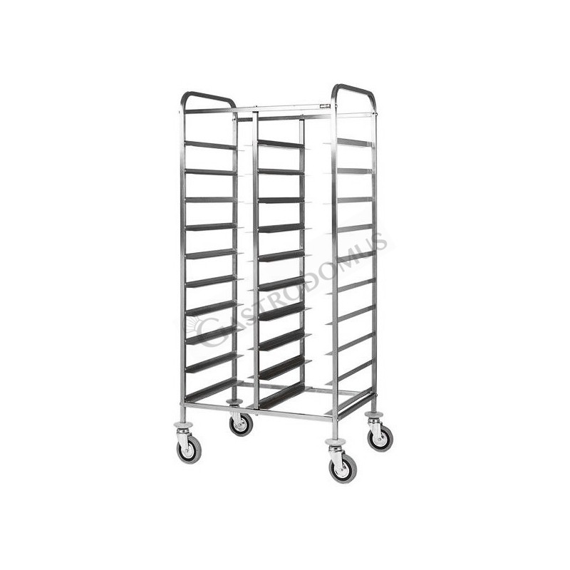 Carrello portavassoi in inox per 20 vassoi GN1/1 - L 740 mm x P 620 mm x H 1750 mm