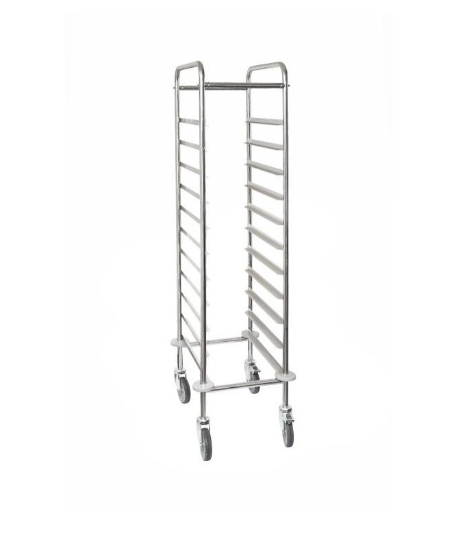 Carrello portavassoi in linea per 11 vassoi di tipo Euronorm di dimensione massima 530 mm x 370 mm