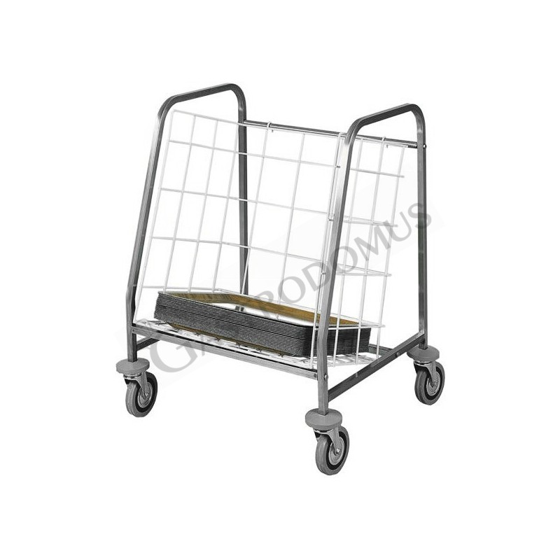 Carrello per ritiro, distribuzione e stoccaggio vassoi portata 130 vassoi L 750 mm x P 650 mm x H 920 mm