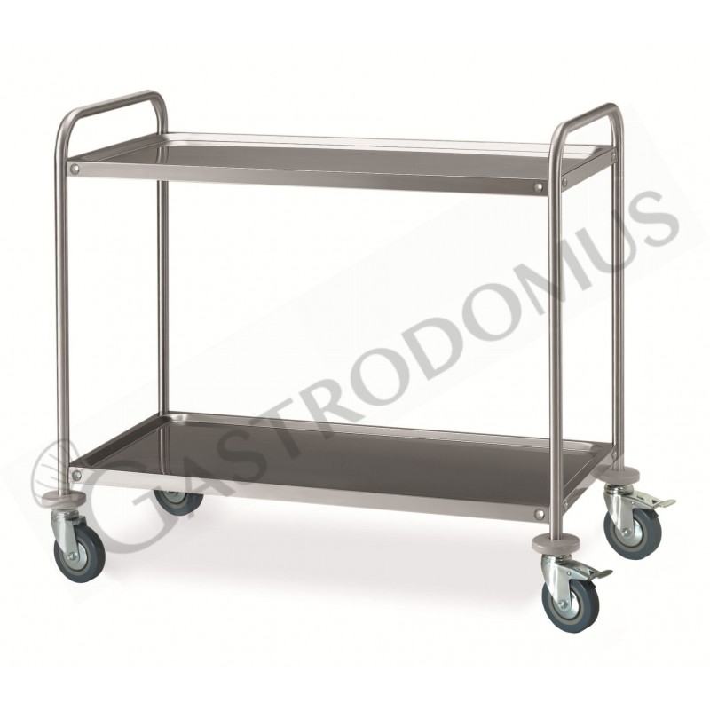 Carrello di servizio in acciaio inox con 2 piani L 1085 mm x P 690 mm x H 935 mm