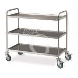 Carrello di servizio in acciaio inox con 3 piani L 885 mm x 590 mm x H 935 mm