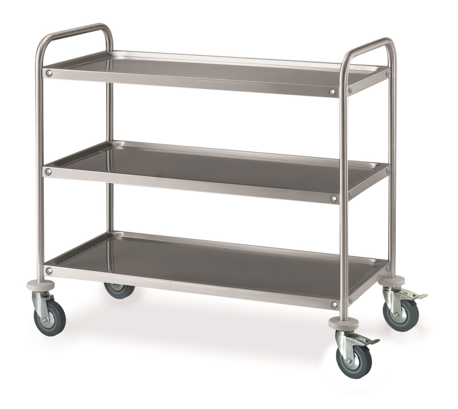 Carrello di servizio in acciaio inox con 3 piani L 885 mm x 590 mm x H 935 mm