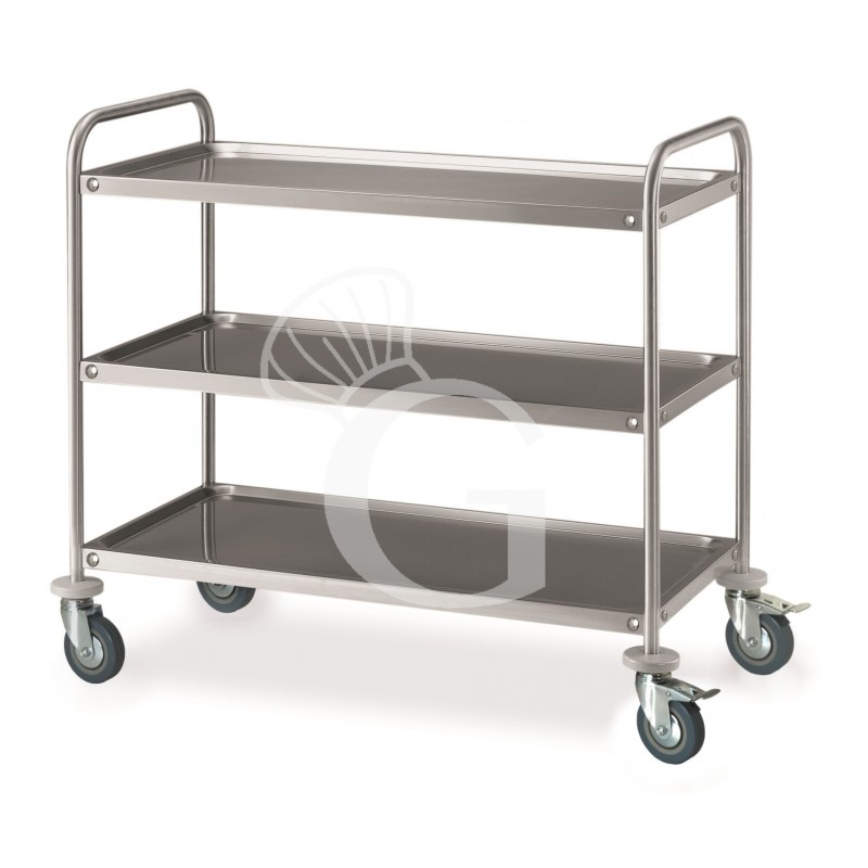 Carrello di servizio in acciaio inox con 3 piani L 1085 mm x P 690 mm x H 935 mm