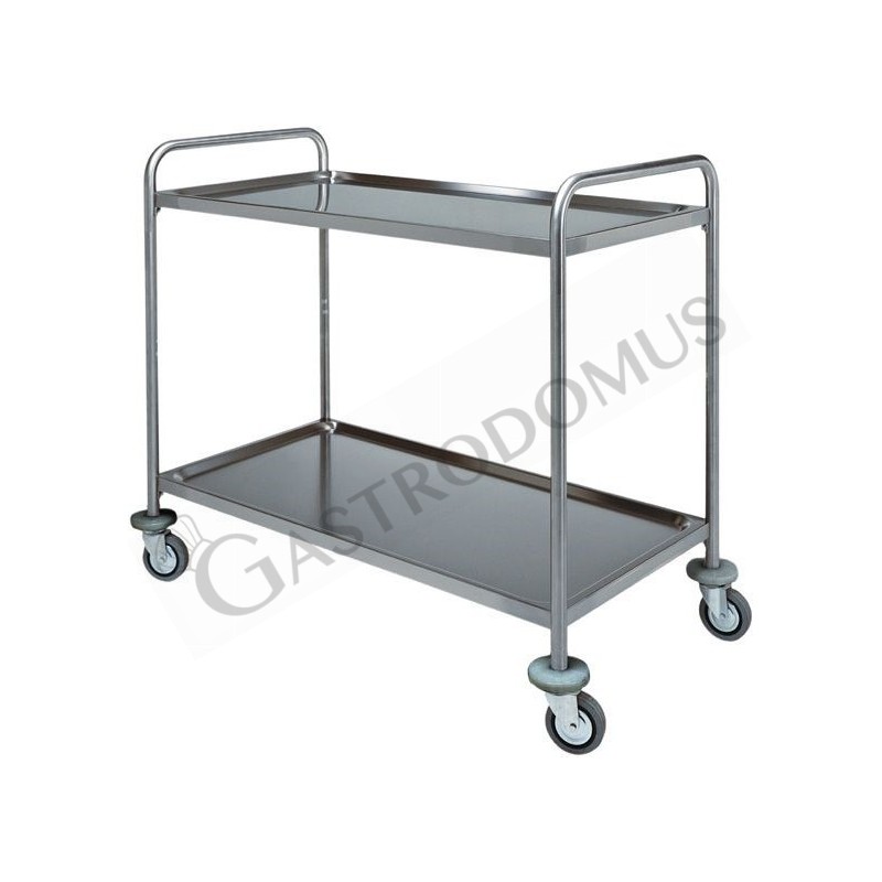 Carrello di servizio con struttura in acciaio inox due piani L 910 mm x P 570 mm x H 960 mm Carrello di servizio con struttura in acciaio inox due piani L 910 mm x P 570 mm x H 960 mm