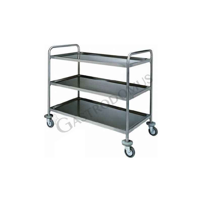 Carrello di servizio 3 piani con struttura tubolare in acciaio inox L 1100 mm x P 600 mm x H 1040 mm Carrello di servizio 3 piani con struttura tubolare in acciaio inox L 1100 mm x P 600 mm x H 1040 mm