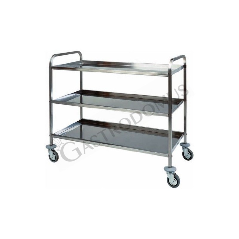 Carrello di servizio 3 piani con struttura in acciaio inox L 1110 mm x P 570 mm x H 960 mm Carrello di servizio 3 piani con struttura in acciaio inox L 1110 mm x P 570 mm x H 960 mm
