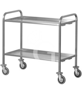 Carrello di servizio inox 2 piani per trasporto pesante L 1120 mm x P 670 mm x H 980 mm