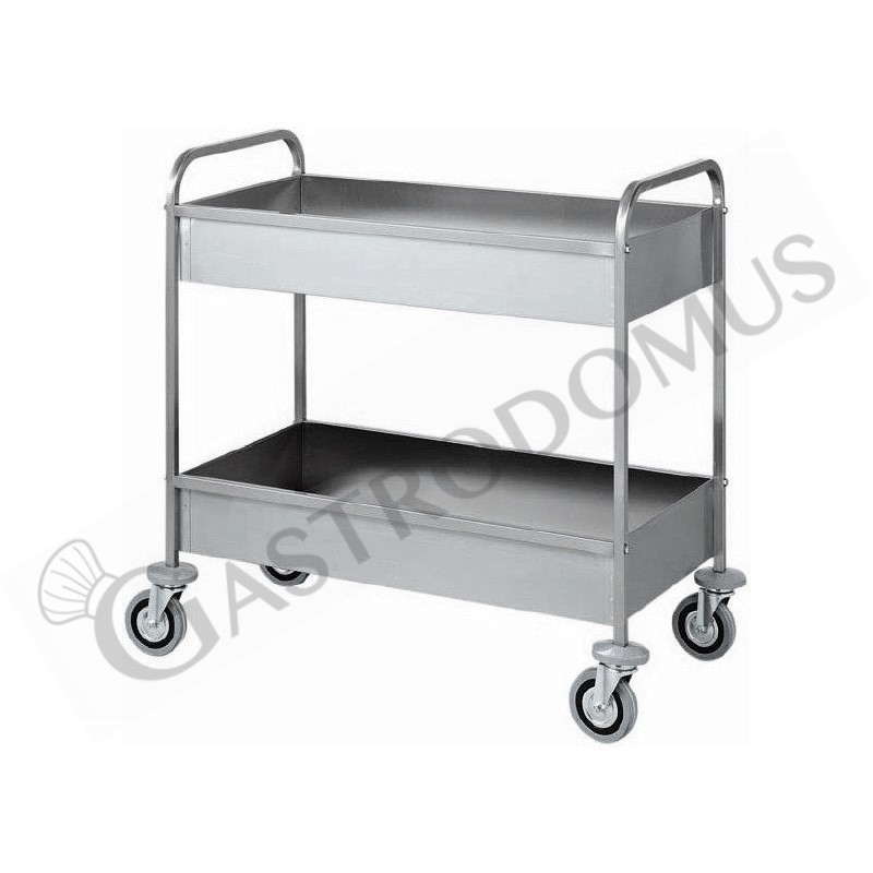 Carrello di servizio 2 vasche in acciaio inox da sbarazzo L 1010 mm x P 570 mm x H 970 mm Carrello di servizio 2 vasche in acciaio inox da sbarazzo L 1010 mm x P 570 mm x H 970 mm
