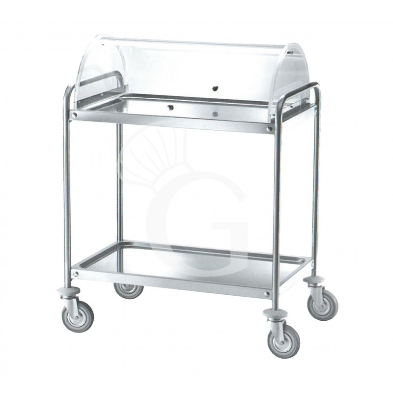 Carrello di servizio in acciaio inox con cupola L 900 mm x P 600 mm x H 1090 mm