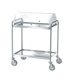 Carrello di servizio in acciaio inox con cupola L 1100 mm x P 600 mm x H 1090 mm