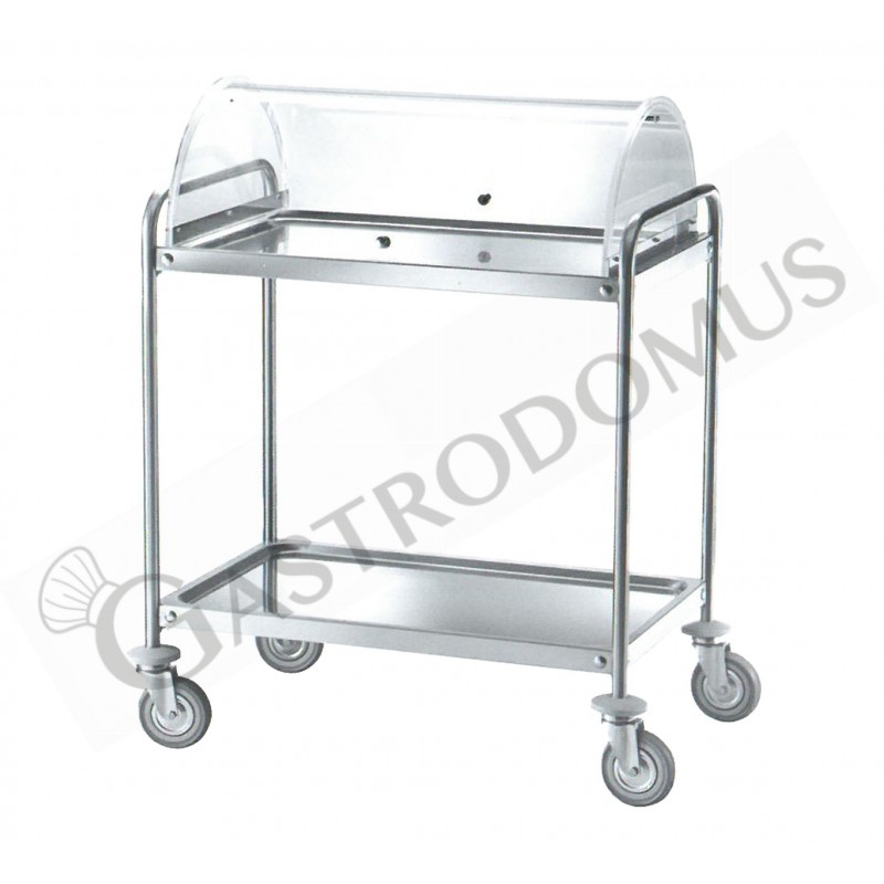 Carrello di servizio in acciaio inox con cupola L 1100 mm x P 600 mm x H 1090 mm Carrello di servizio in acciaio inox con cupola L 1100 mm x P 600 mm x H 1090 mm