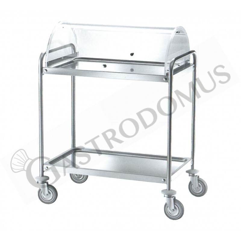 Carrello di servizio in acciaio inox con cupola L 1100 mm x P 600 mm x H 1090 mm