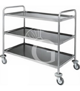 Carrello di servizio 3 piani con struttura tubolare in acciaio inox L 1280 mm x P 700 mm x H 1040 mm
