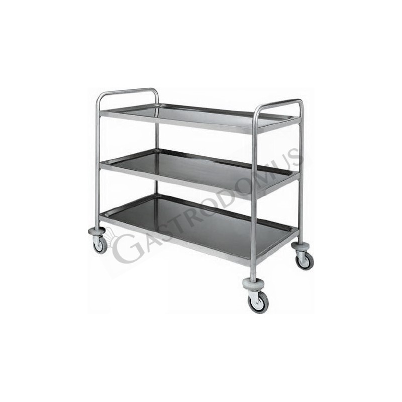 Carrello di servizio 3 piani con struttura tubolare in acciaio inox L 1280 mm x P 700 mm x H 1040 mm Carrello di servizio 3 piani con struttura tubolare in acciaio inox L 1280 mm x P 700 mm x H 1040 mm