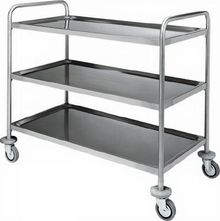 Carrello di servizio 3 piani con struttura tubolare in acciaio inox L 1280 mm x P 700 mm x H 1040 mm